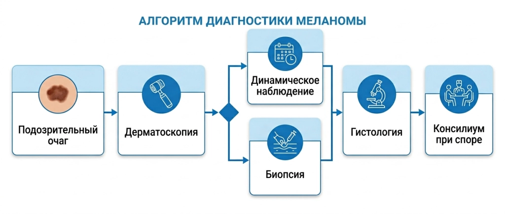 Алгоритм снижения гипердиагностики меланомы от первичного осмотра до гистологии