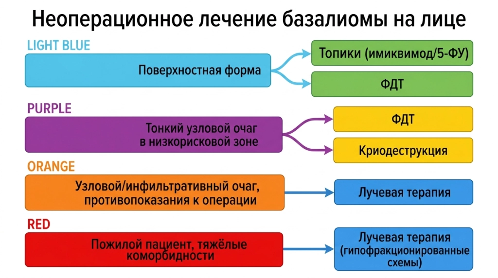 Сравнение неоперационных методов лечения базалиомы на лице