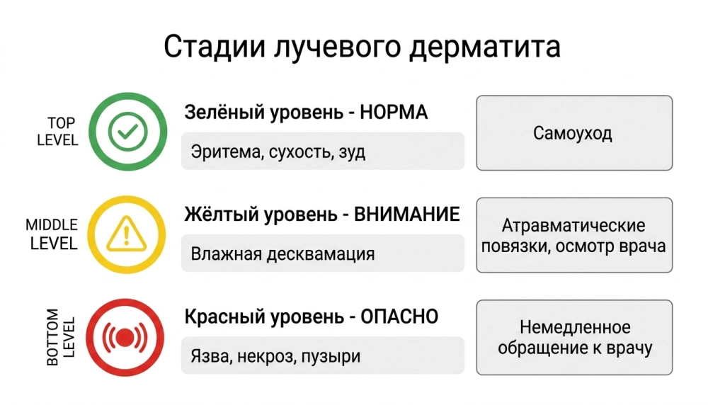 Стадии лучевого дерматита и признаки тревоги
