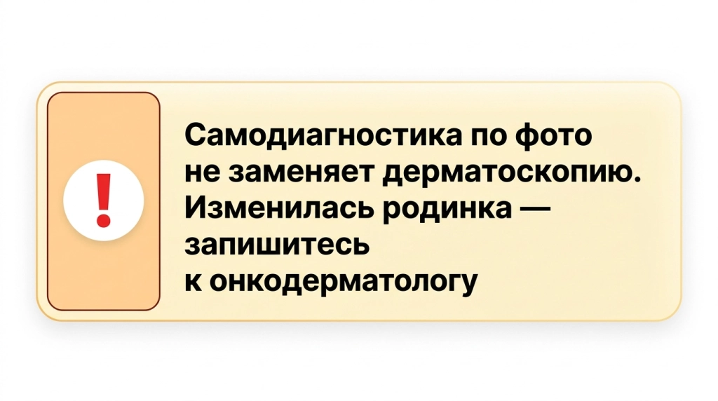 Предупреждение о риске ошибки при онлайн-самодиагностике родинок