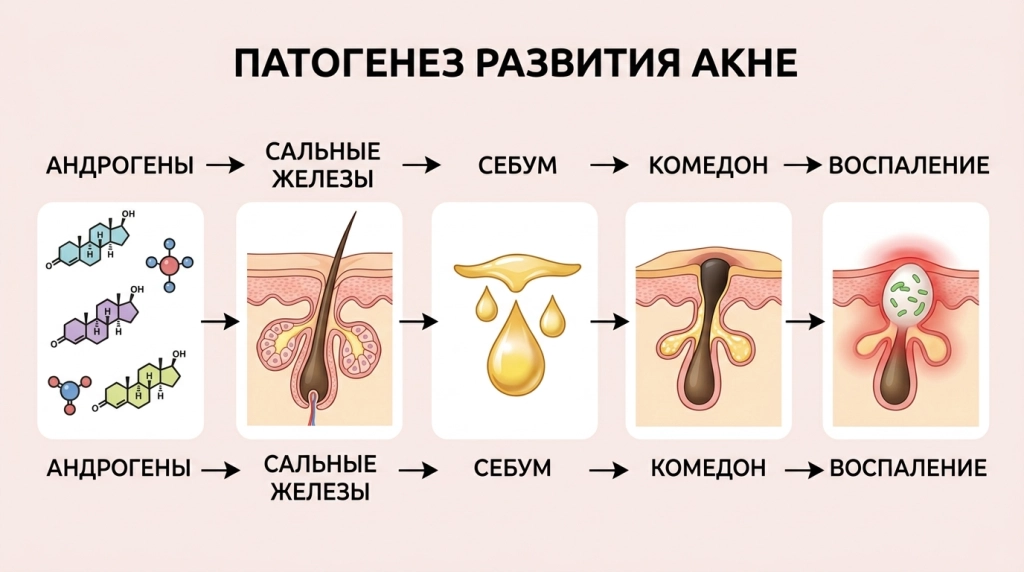 Схема развития акне