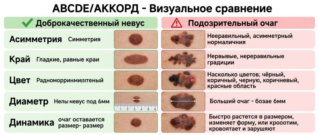 Визуальные примеры признаков по правилу ABCDE/АККОРД